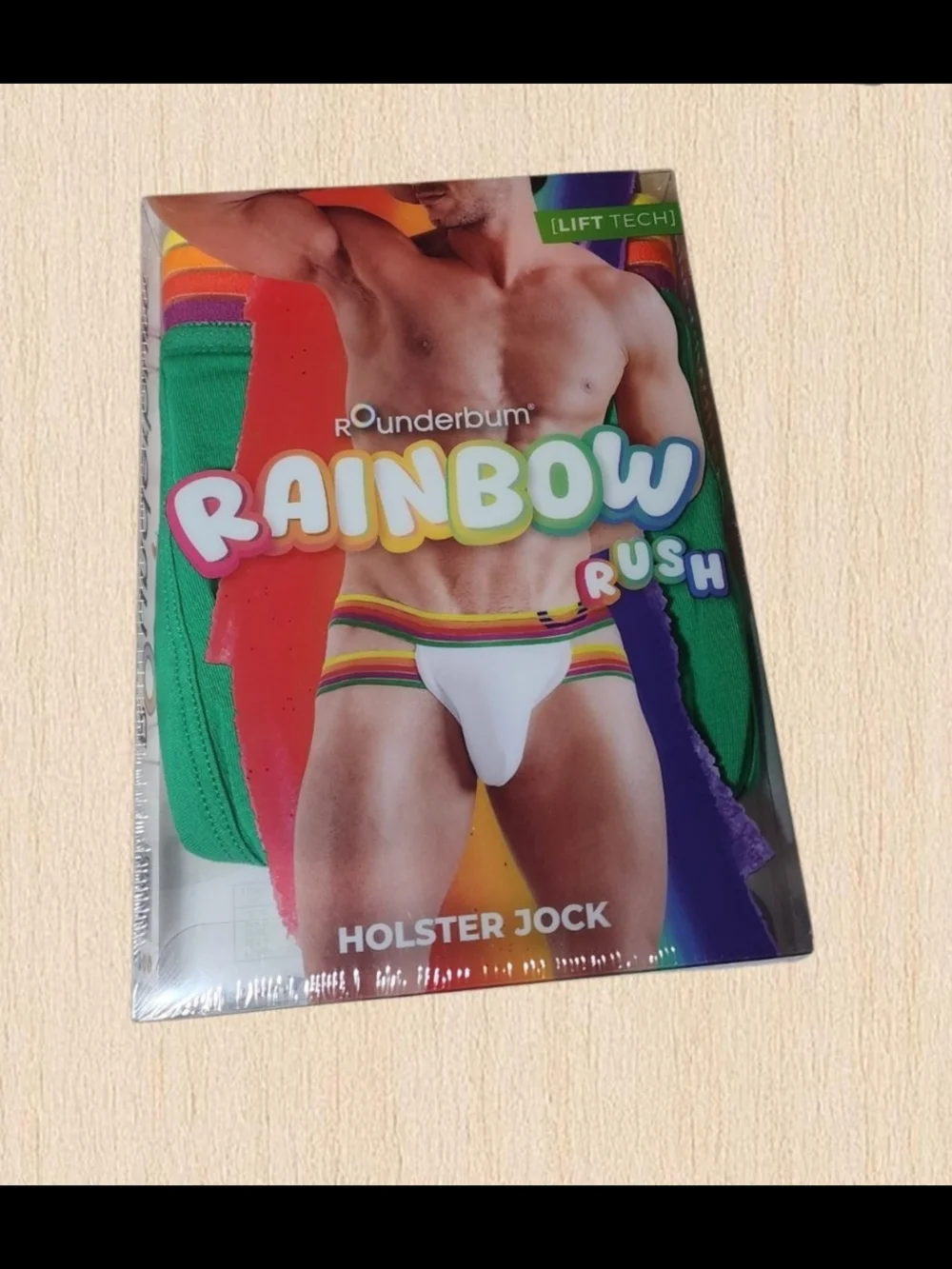 Rainbow Rush Holster Jock - White with Rainbow Trim 2 Boxes 1 Green 1 Yellow